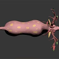 Pink Deer Sculpture with Yellow Spots Red Antlers and Red Hooves Artistic Carving Design