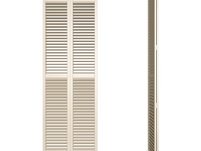 White Interior Folding Door With Louvered Panel Wooden Style Design 3d model