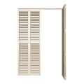 White Interior Folding Door With Louvered Panel Wooden Style Design 3d model