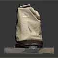 Beige Canvas Backpack With Shoulder Straps On Gray Display Stand 3d model