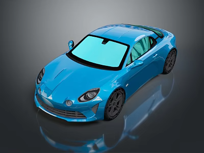 Blue Two Door Sports Car With Sleek Modern Design And Black Wheels 3d model