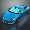 Blue Two Door Sports Car With Sleek Modern Design And Black Wheels
