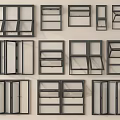 Various Black Frame Window Types With Different Opening Styles And Designs 3d model