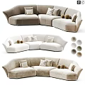 Modern Soft Fabric Curved Double Sofa With Multiple Neutral Color Options For Cozy Living Space