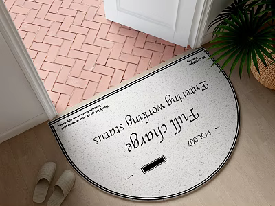 Stylish Semicircular Entrance Rug With Text Design For Modern Home Decor 3d model