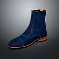 Dark Blue Leather Boots with Blue Stitching Brown Sole and Sleek Modern Design