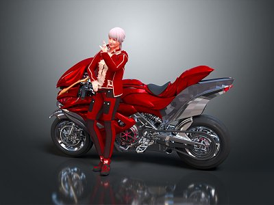 Modern Game Character Beauty Rider Jet Motorcycle Science Fiction Motorcycle Concept Motorcycle Flying Car Space Flying Car model