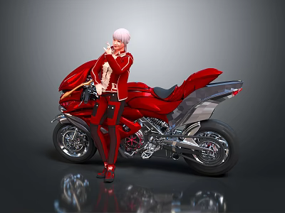 Modern Game Character Beauty Rider Jet Motorcycle Science Fiction Motorcycle Concept Motorcycle Flying Car Space Flying Car 3d model