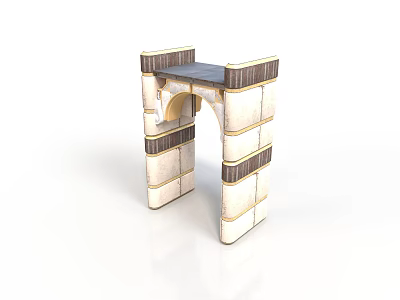 Decorative Archway Building Structure With White Brown Bricks And Striped Details 3d model