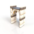 Decorative Archway Building Structure With White Brown Bricks And Striped Details