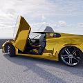 Golden Sports Car With Open Scissor Doors And Sleek Aerodynamic Exterior Design