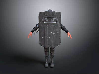 Tactical Shield With Observation Window And Reinforced Design For Military Defense Operations 3d model