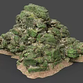 Green Mossy Wood Stone Stacked Rock Formation for Natural Garden Decor
