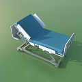 Medical Bed With Blue Mattress White Frame And Adjustable Sections For Hospital Use