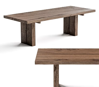 Middle Ancient Log Dining Table Rectangular Dining Table Silent Wind Dining Table 3d model