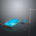 Modern Pool Structure With Blue Water Metal Frame And Container Design Elements 3d model