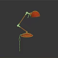 Red Adjustable Desk Lamp With Metal Arm And Round Base Design 3d model