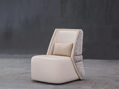 Modern Cream Leather Single Sofa With Beige Cushion And Textured Armrest 3d model