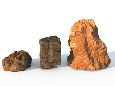 Decorative Stone Elements With Varied Textures And Sizes For Scenic Design 3d model
