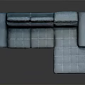 Modern Light Blue Sectional Sofa With Multiple Seats Cushions And Metal Legs