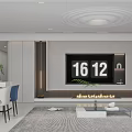 Modern Living Dining Room Interior With White Sofa Blue Chairs And City View Window