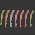 Multiple Arm Models With Different Hand Poses Arranged On Gradient Background With Reflections 3d model