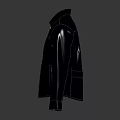 Black Leather Jacket With Minimalist Collar And Zipper Design For Stylish Look