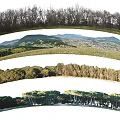 Natural Scenic Background Wall Design With Trees Hills And Open Fields View
