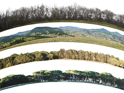 Natural Scenic Background Wall Design With Trees Hills And Open Fields View 3d model