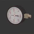 Black Case Pressure Gauge With White Dial Red Markings And Metal Connector