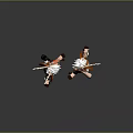 Two Anthropomorphic Deer Characters Holding Hands With White Antlers Brown Fur And Red Shirt