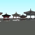 Chinese-style pavilion ancient building four-corner hexagonal pavilion landscape pavilion ancient building pavilion 3d model