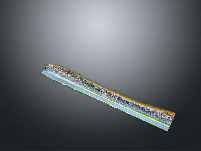 Detailed 3D Elongated Terrain Profile Model With Stratified Colored Geological Layers 3d model