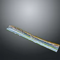 Detailed 3D Elongated Terrain Profile Model With Stratified Colored Geological Layers