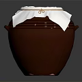 Traditional Brown Clay Jar With White Cloth Cover Tied By Rope On Dark Background