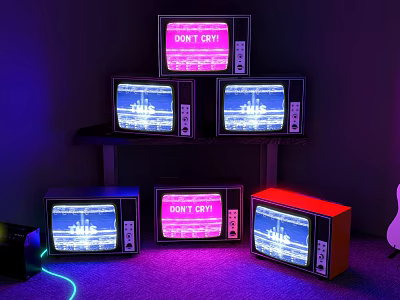 Black and White TV Retro TV Deco Art TV Wall Display Art Live Background Wall Performing Arts Background Wall 3d model