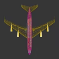 White Passenger Airplane Exterior Design With Blue Stripe Four Engines And Tail Logo