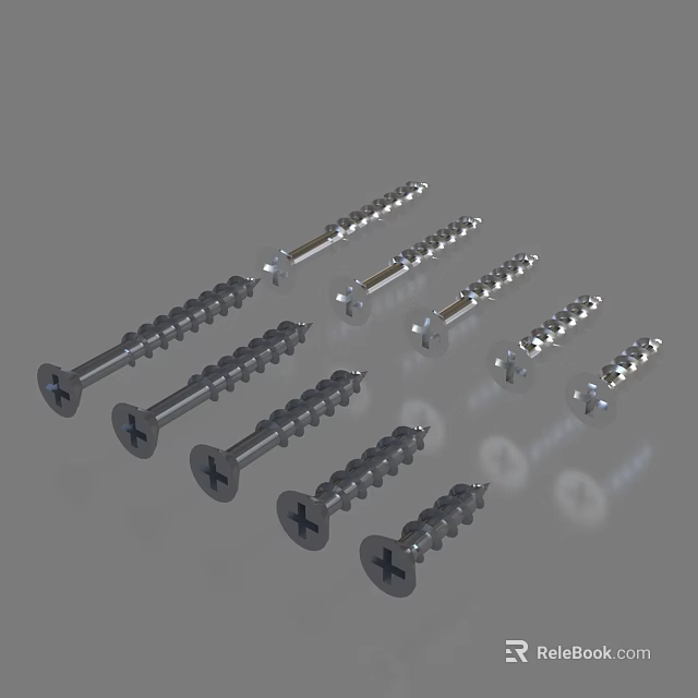Hardware Tools Various Phillips Head Metal Screws for Construction and DIY Projects 3d model 