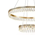Elegant Modern Double Circular Gold Frame Chandelier With Crystal Pendants 3d model