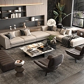 Italian Minotti Sofa Coffee Table Combination Multi-person Corner Sofa Coffee Table Leisure Chair 3d model