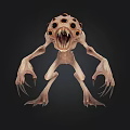 Scary Fantasy Monster With Many Eyes Sharp Teeth And Long Claws