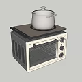 Modern Countertop Microwave Oven With Stainless Steel Pot Daily Kitchen Appliance Design