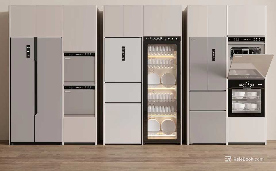 Modern Kitchen With Built In Appliances And Cabinets 3d model