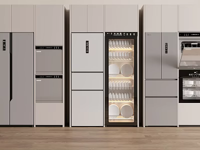 Modern Kitchen With Built In Appliances And Cabinets 3d model