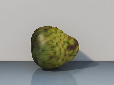 Fresh Green Vegetable with Dark Spots on Shiny Gray Surface Against White Background 3d model