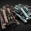Industrial Equipment With Heavy Duty Steel Structure And Mechanical Piping Systems