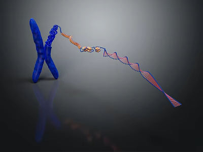 Innovative Medical Device With Blue X Shaped Structure And Helical Chain For Molecular Research 3d model
