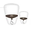 Two Large And Small Unique Transparent Glass Table Lamps With Internal Bulb And Metal Structure
