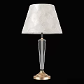 Elegant Table Lamp With White Patterned Fabric Shade And Transparent Vertical Striped Glass Column 3d model