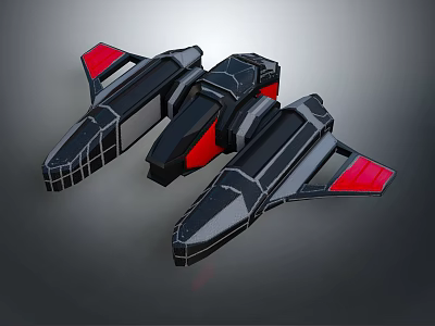 Futuristic Scifi Spaceship 3D Model With Black Red Accents And Sleek Aerodynamic Design 3d model